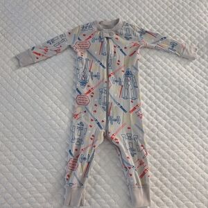 Hanna Andersson Kids One Piece with Robot and Spaceship Print - Red, Blue, Gray